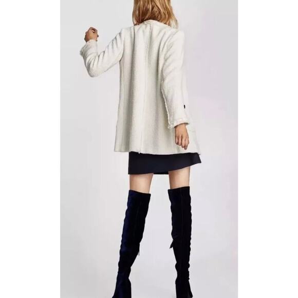 Zara Cream Tweed Boucel Jacket Size S - Picture 2 of 7